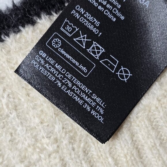 HM Divided Wool Blend Cream Pink Black Stripe Crew Neck Knit Sweater Size S - Picture 9 of 9